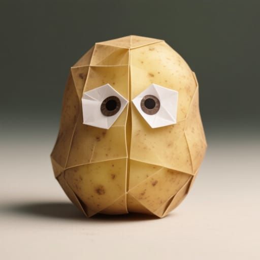 origami potato with eyes