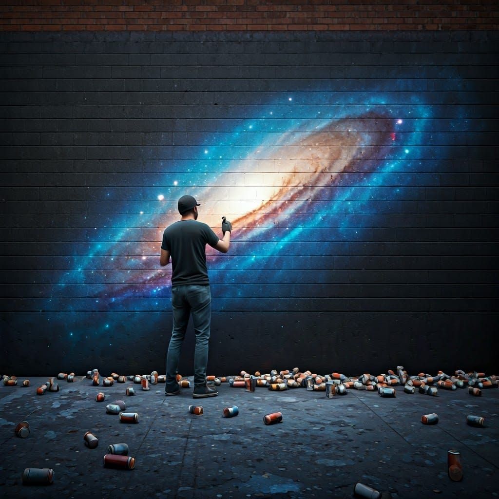 Street Artist Creates Galaxy Mural in Matte Painting
