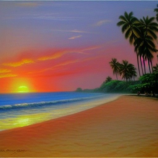 Inani Beach Sunset: Oil Painting by James Gurney