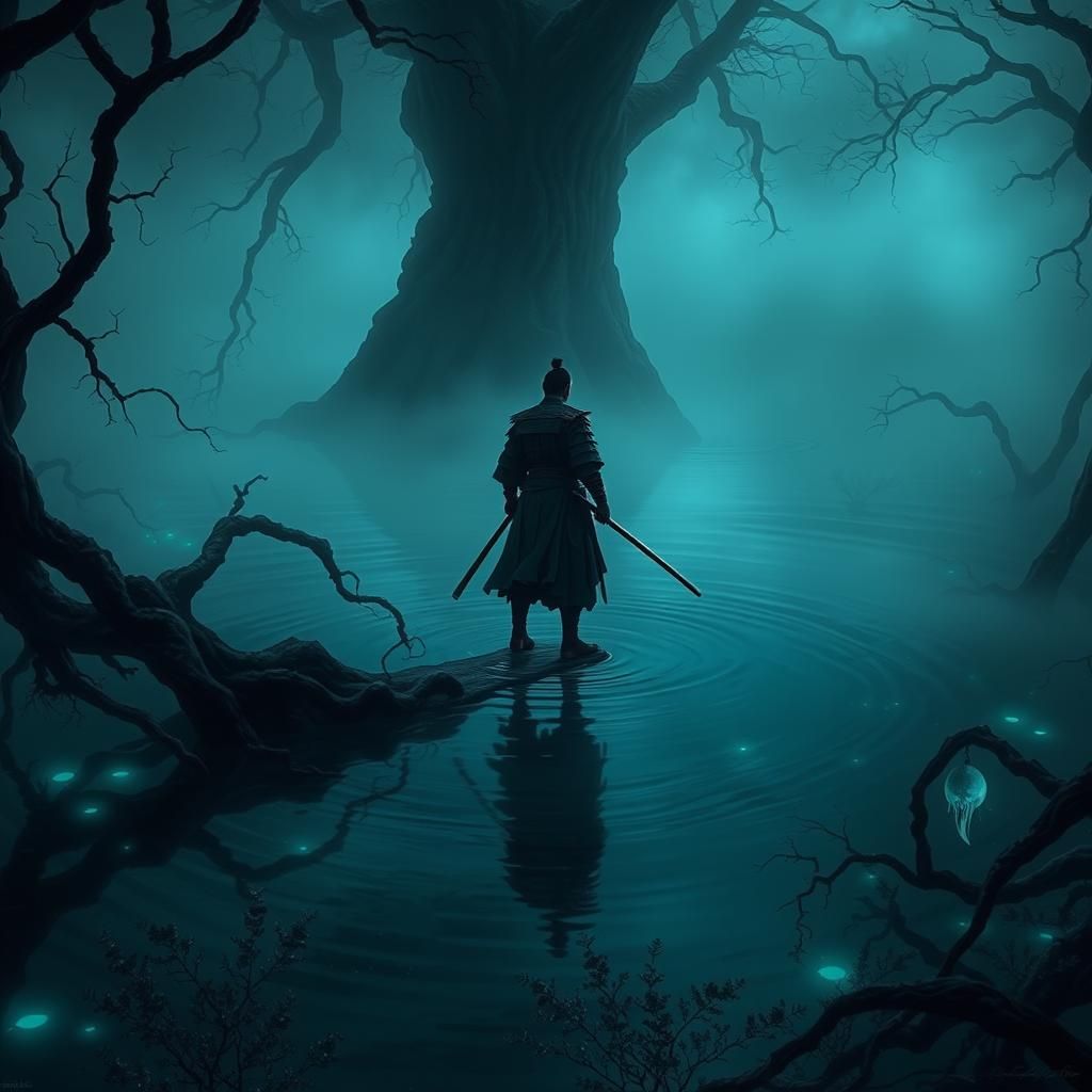 Samurai at the Edge of Aquatic Abyss