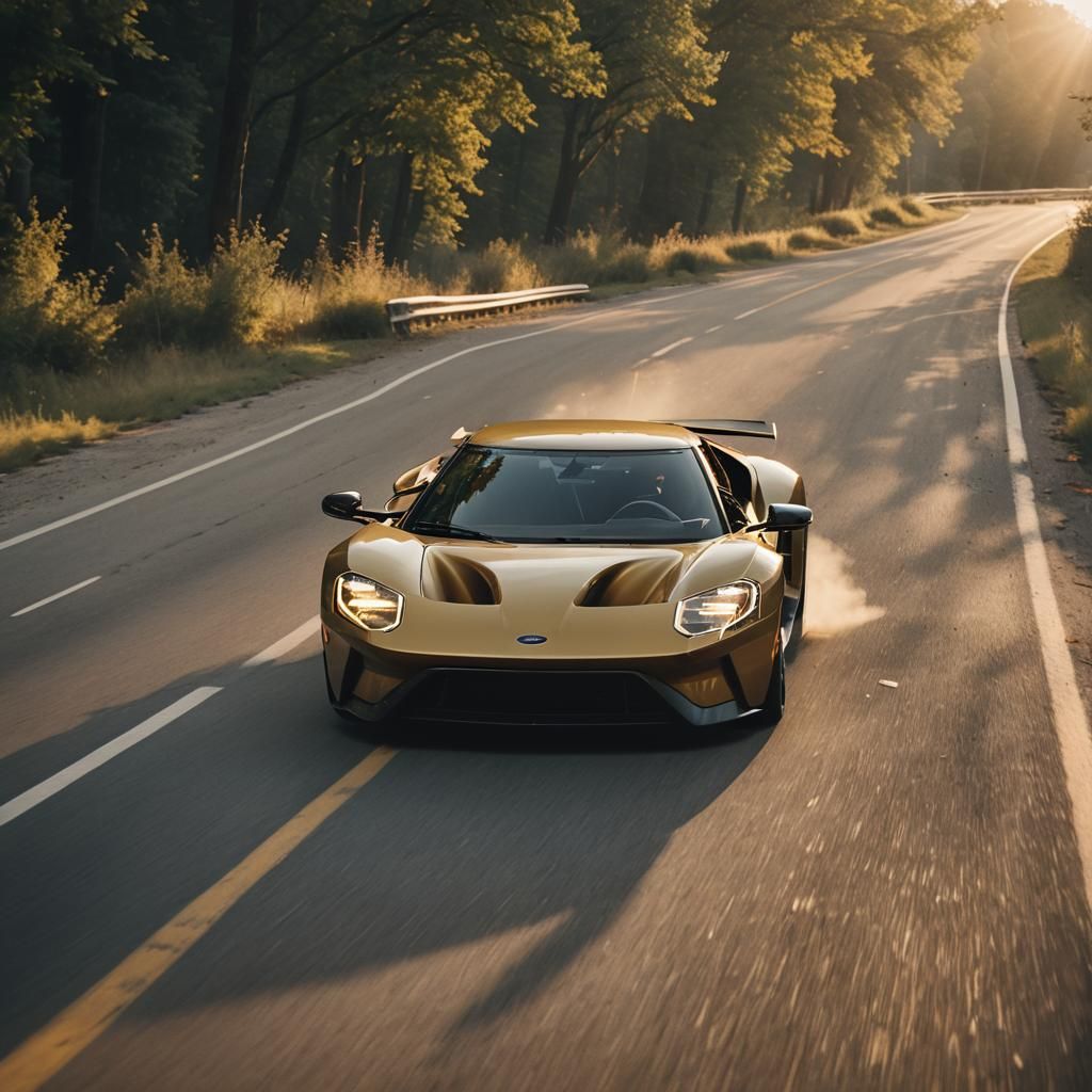 Ford GT Speeds on Highway: Cinematic Film Still