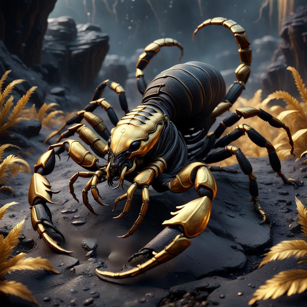 Black and Gold Scorpion Fantasy Concept Art
