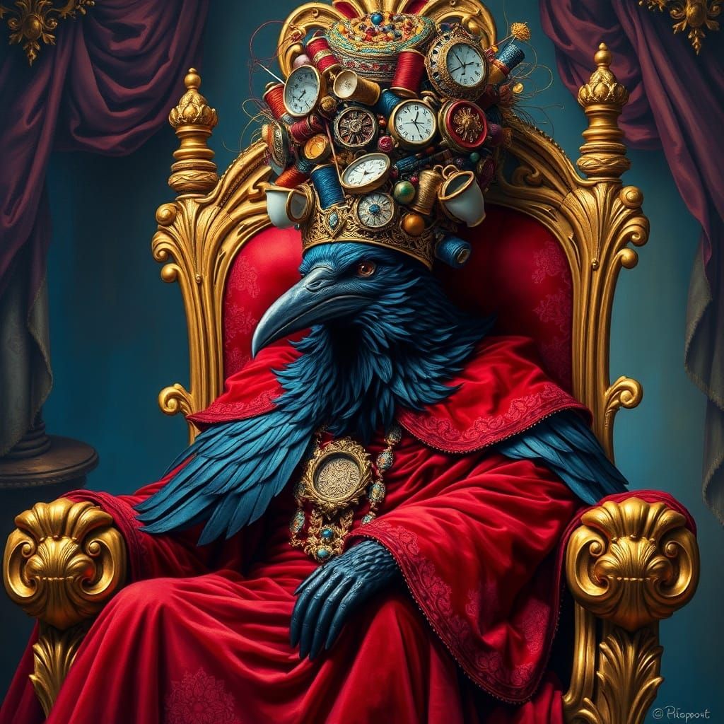 Majestic Crow King with Tower Hat