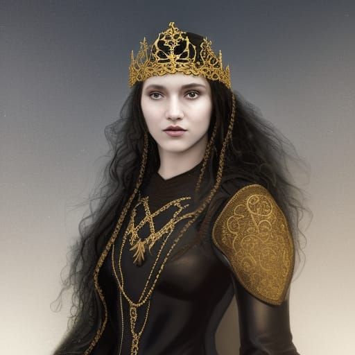 Medieval Queen Portrait in Art Nouveau Style