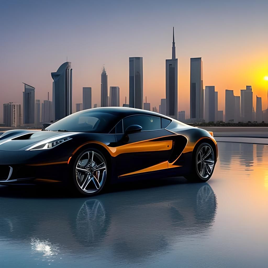 Sunset Over Kuwait: A Modern Car's Glistening Beauty