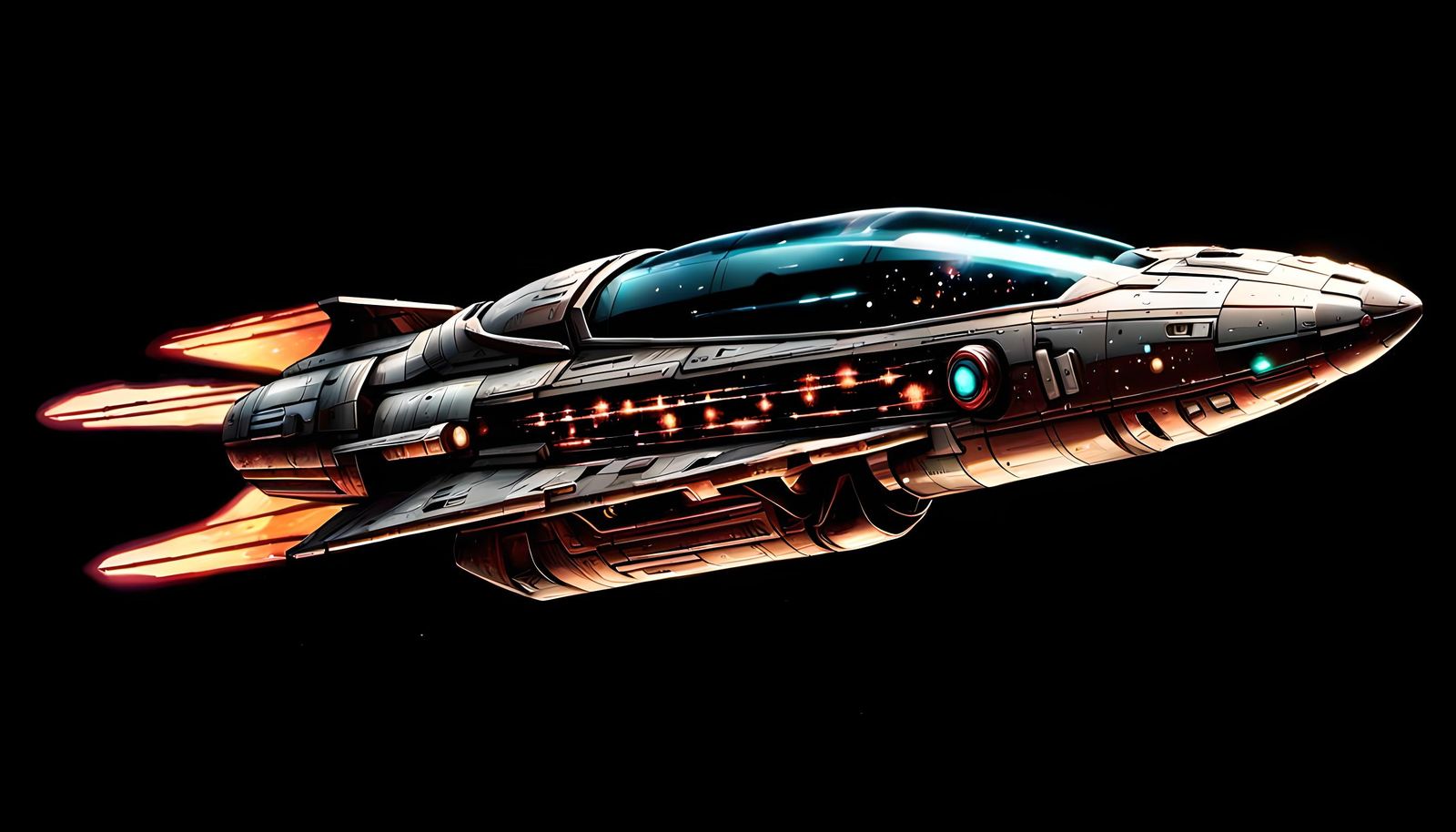 Biomechanical Spaceship in Comic Book Style