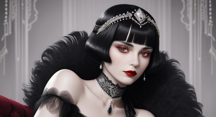 Elegant Lady Portrait in Art Deco Style