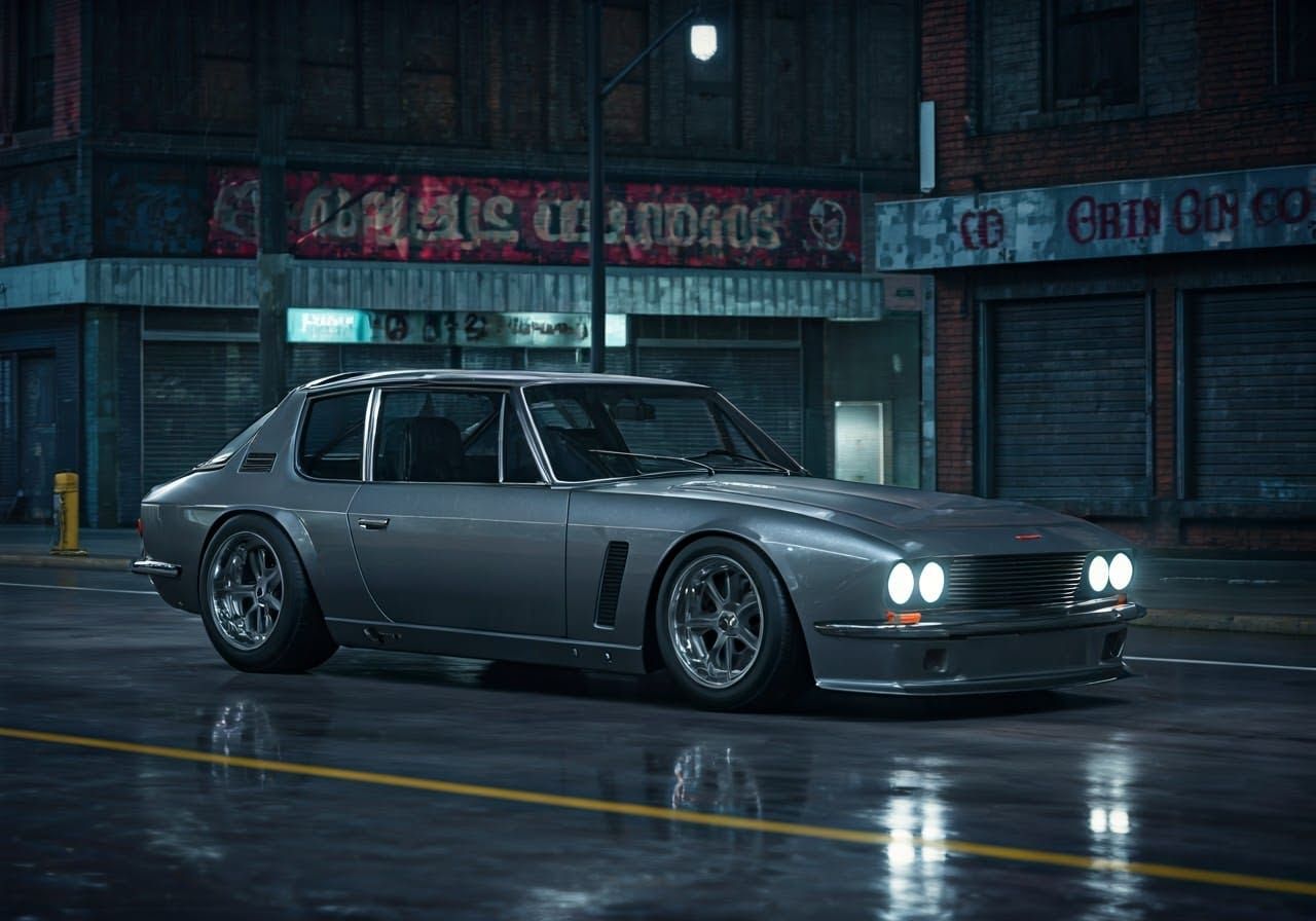 Tuned Jensen Interceptor on Detroit Street in 3D