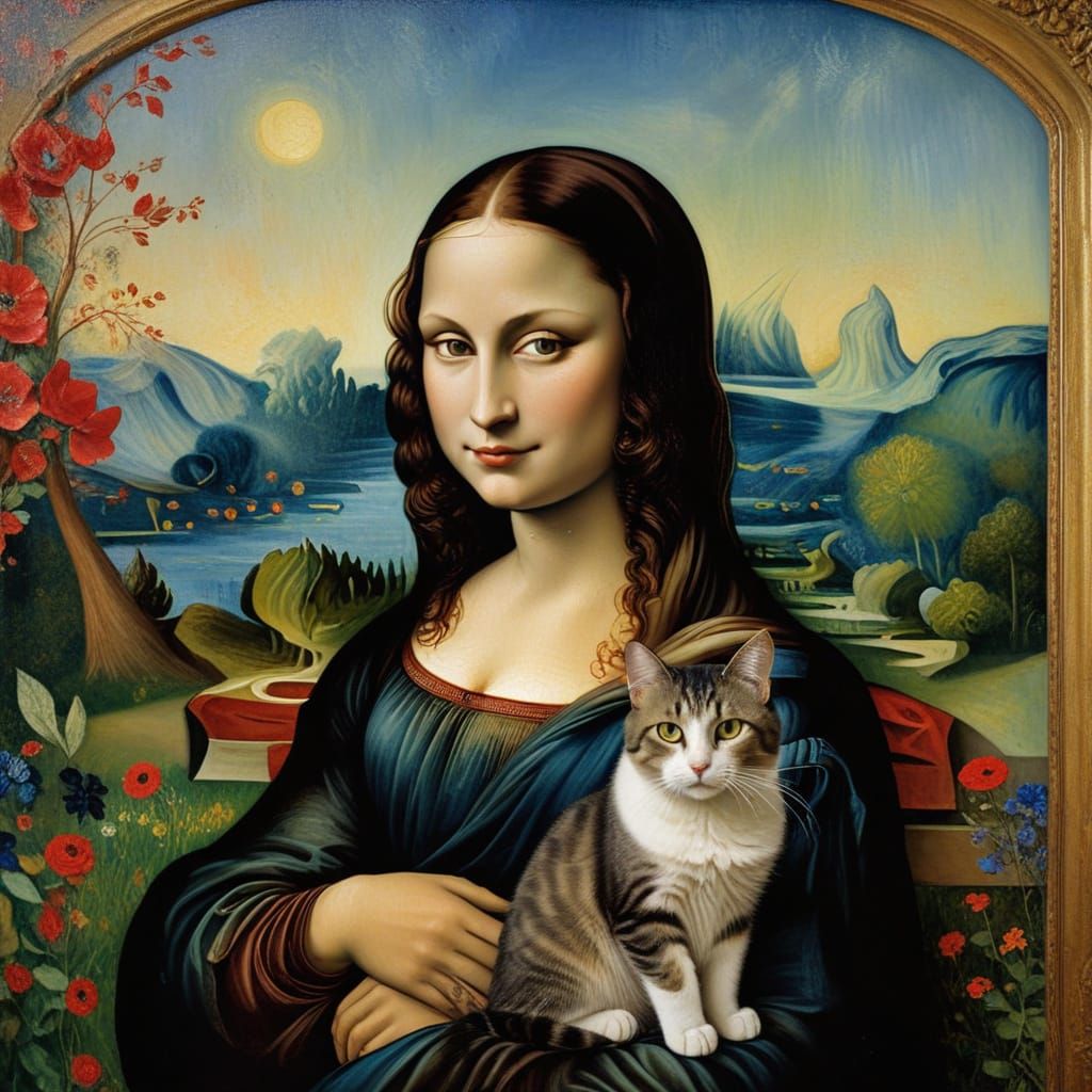 Mona Lisa with a Whimsical Feline Twist