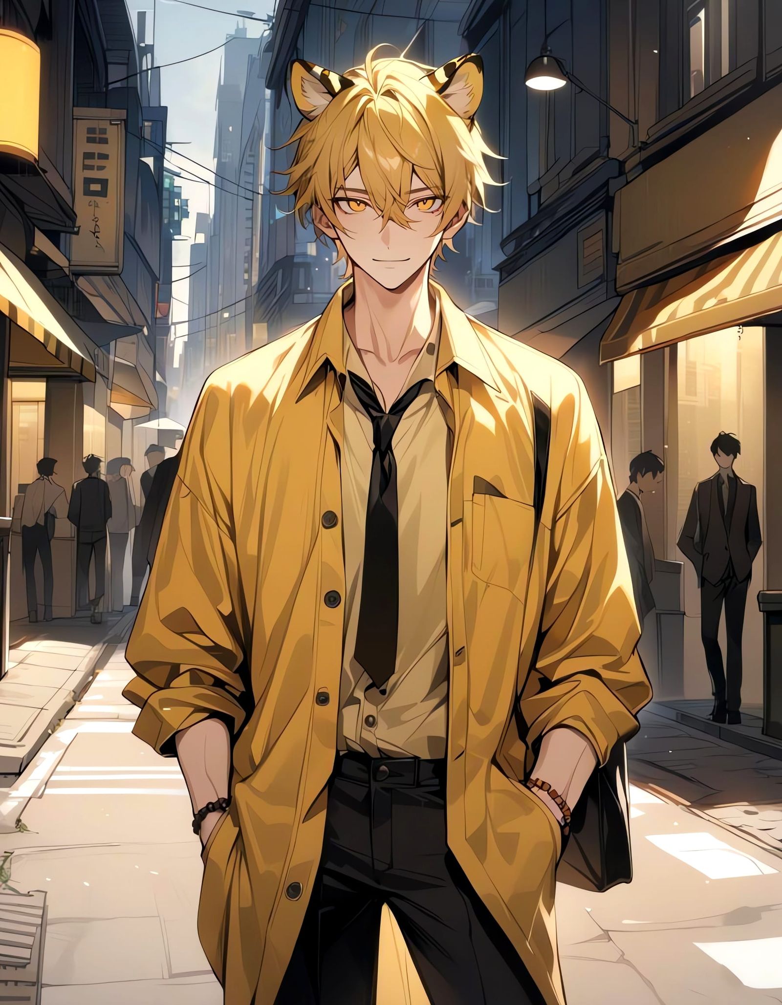 Tiger-Eared Bishounen on City Street