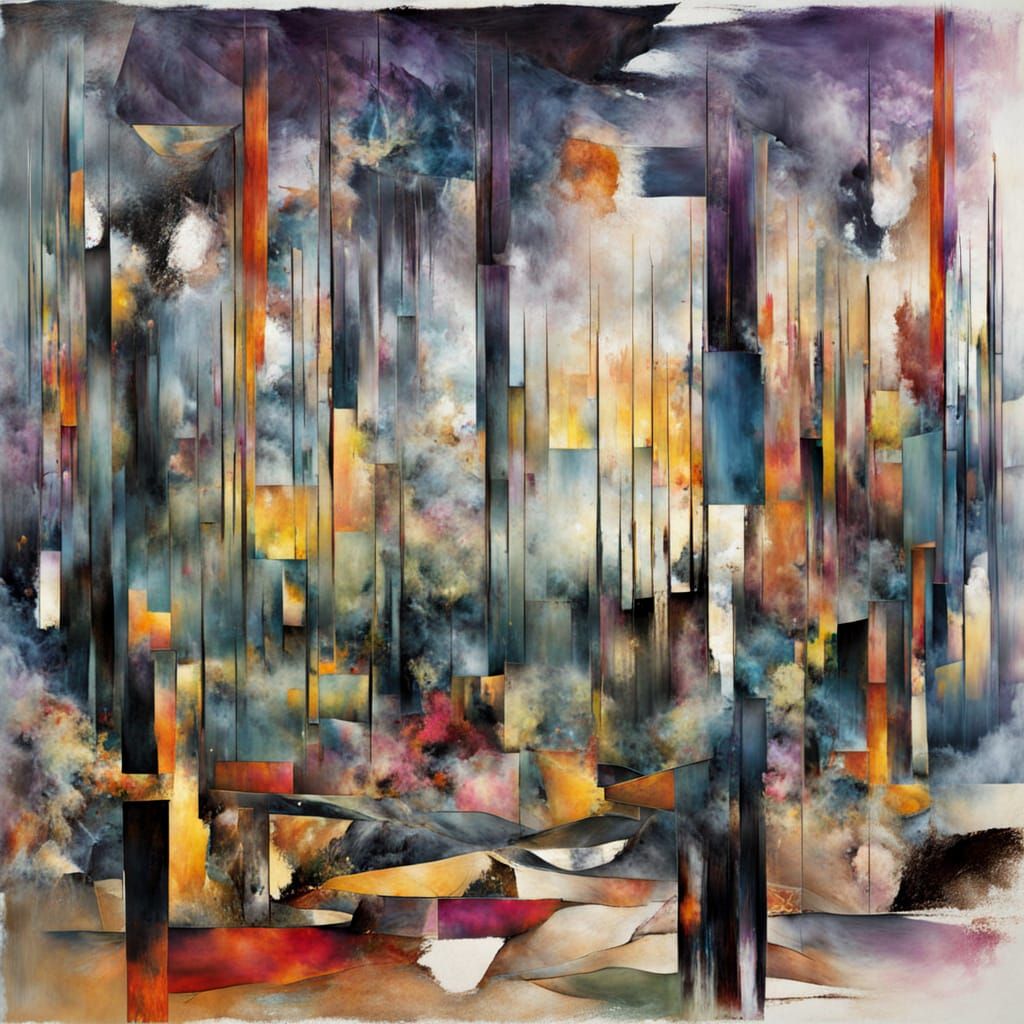 Abstract Expressionist Art in Confusion of Emotions