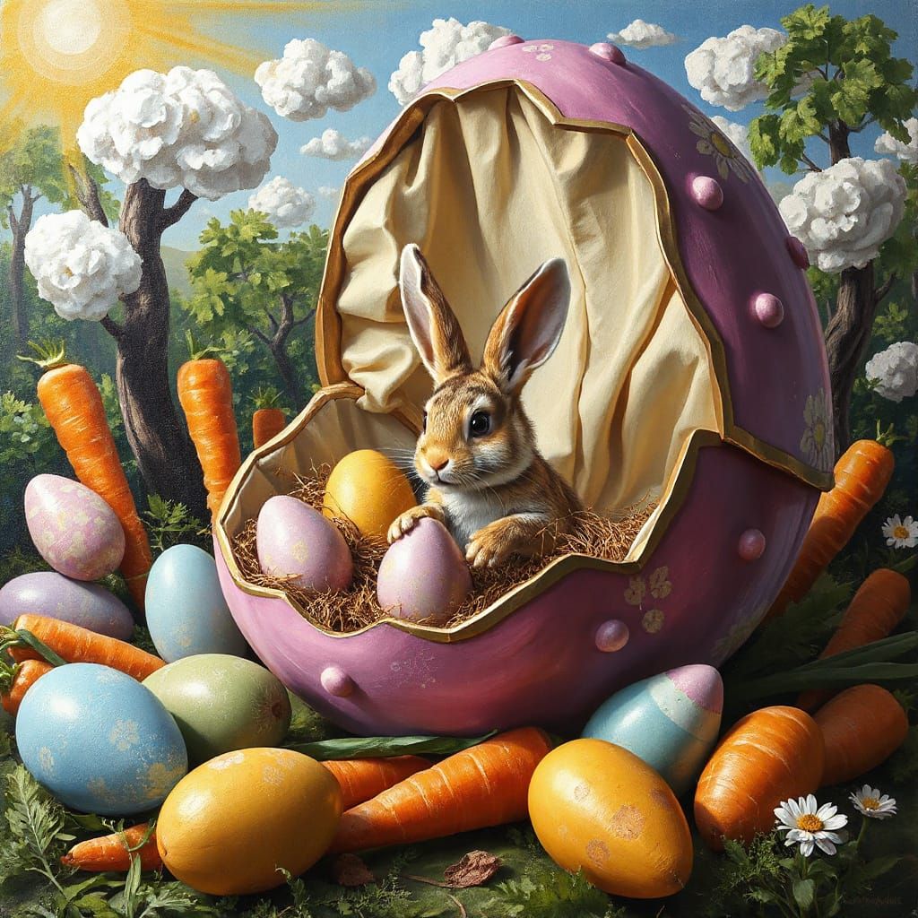 Surreal Neo-Impressionist Easter Egg Wonderland