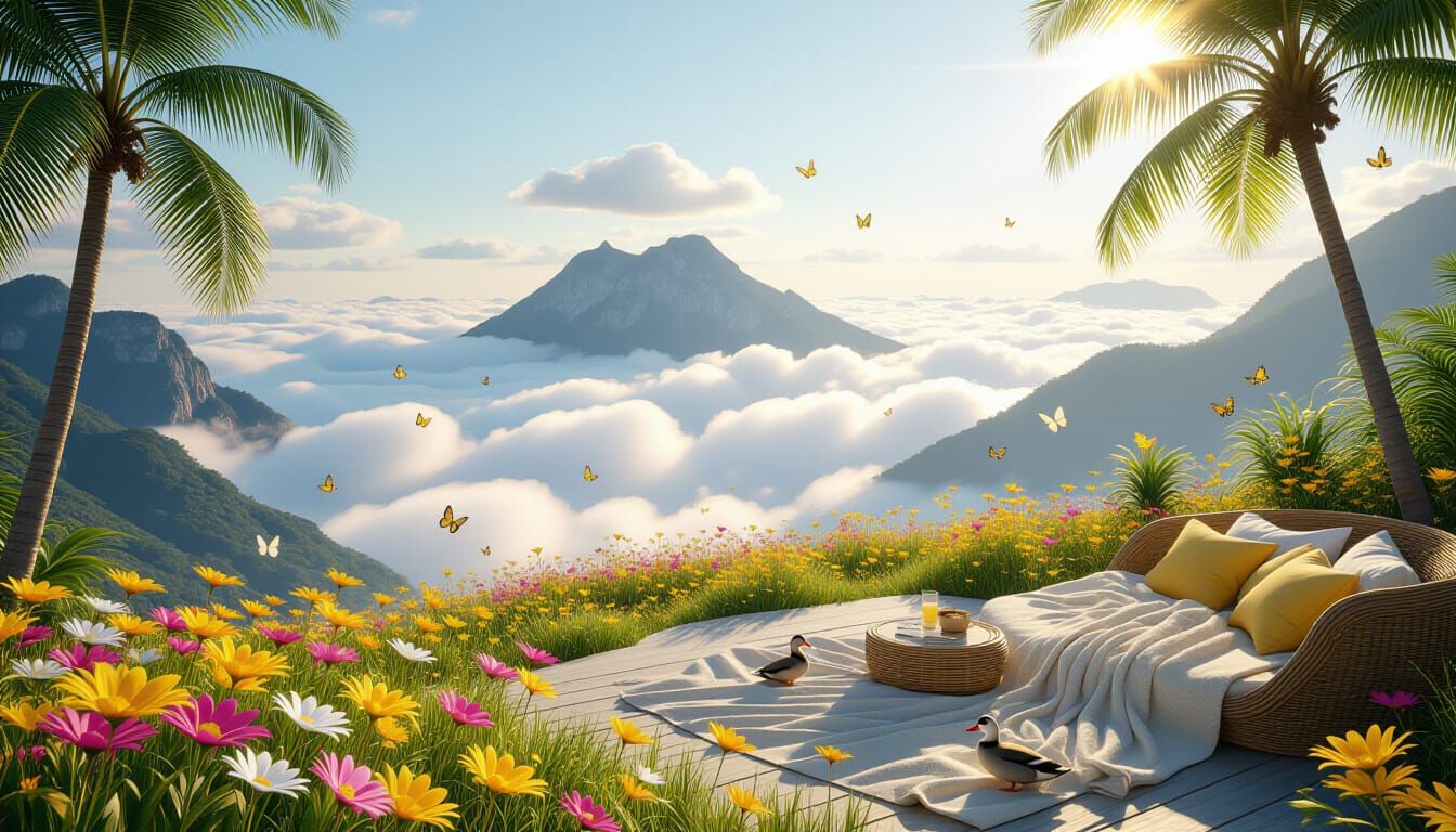 Mountaintop Retreat with Clouds and Beach in Sunny Spring Li...