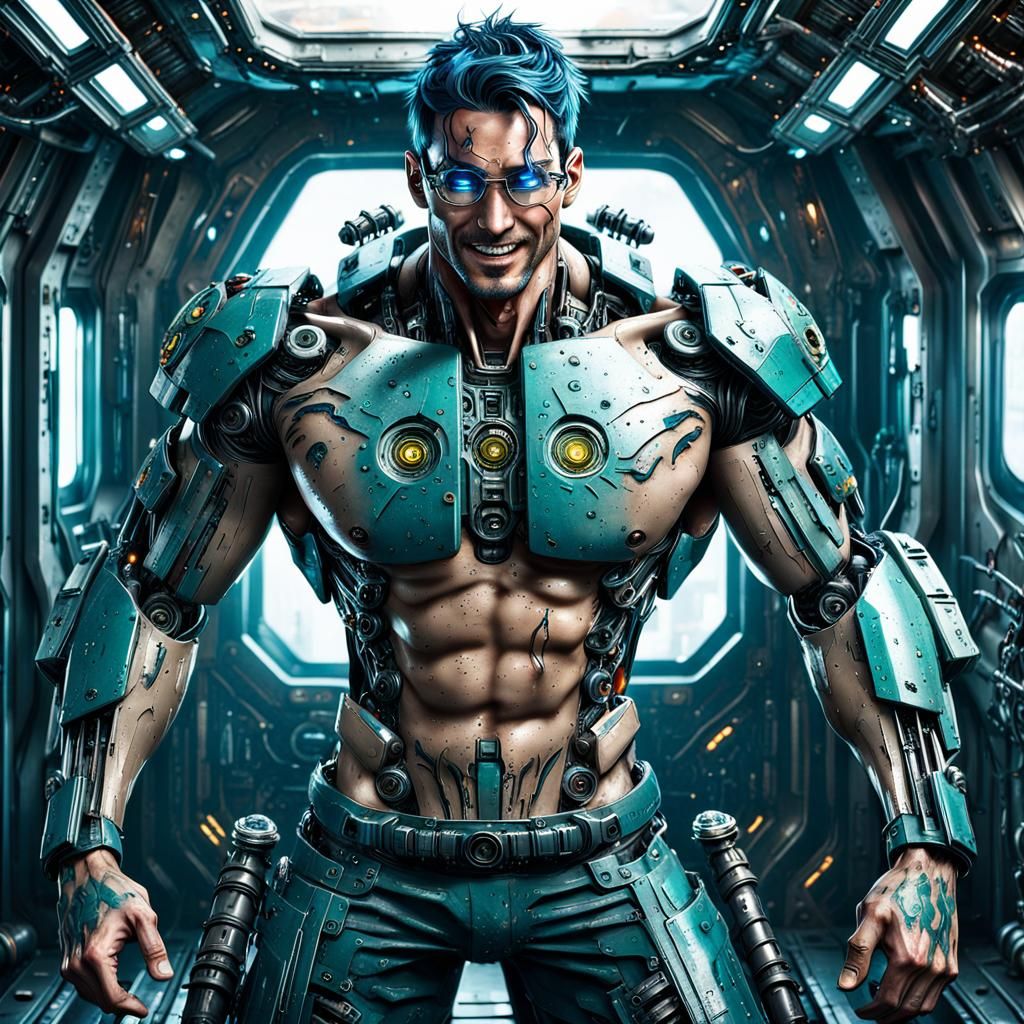 Android Pilot Survives Battle, Hyperrealistic Cinematic Port...