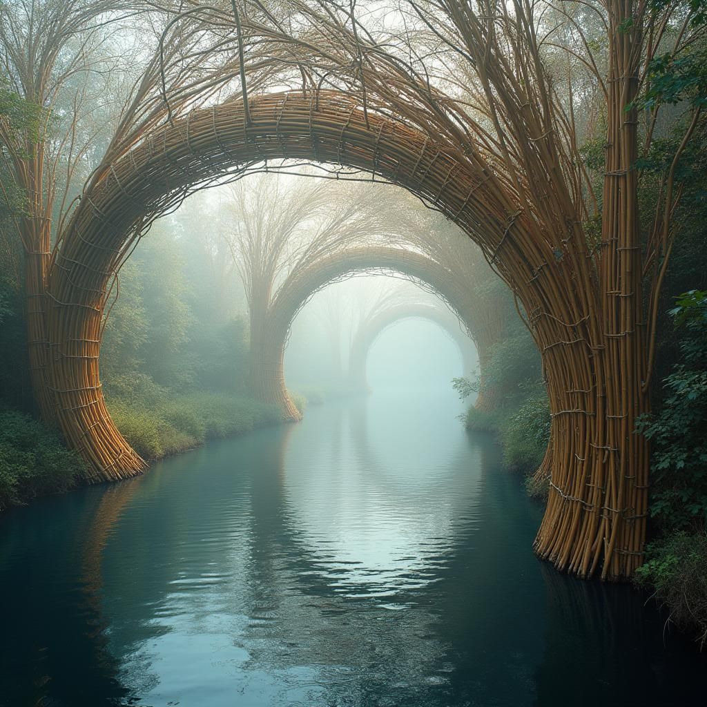 Dreamlike Bamboo Structures Cast Ethereal Shadows