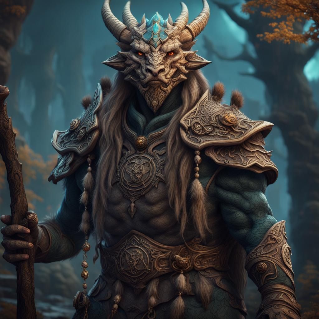 Dragonborn Moon Druid Fantasy Concept Art