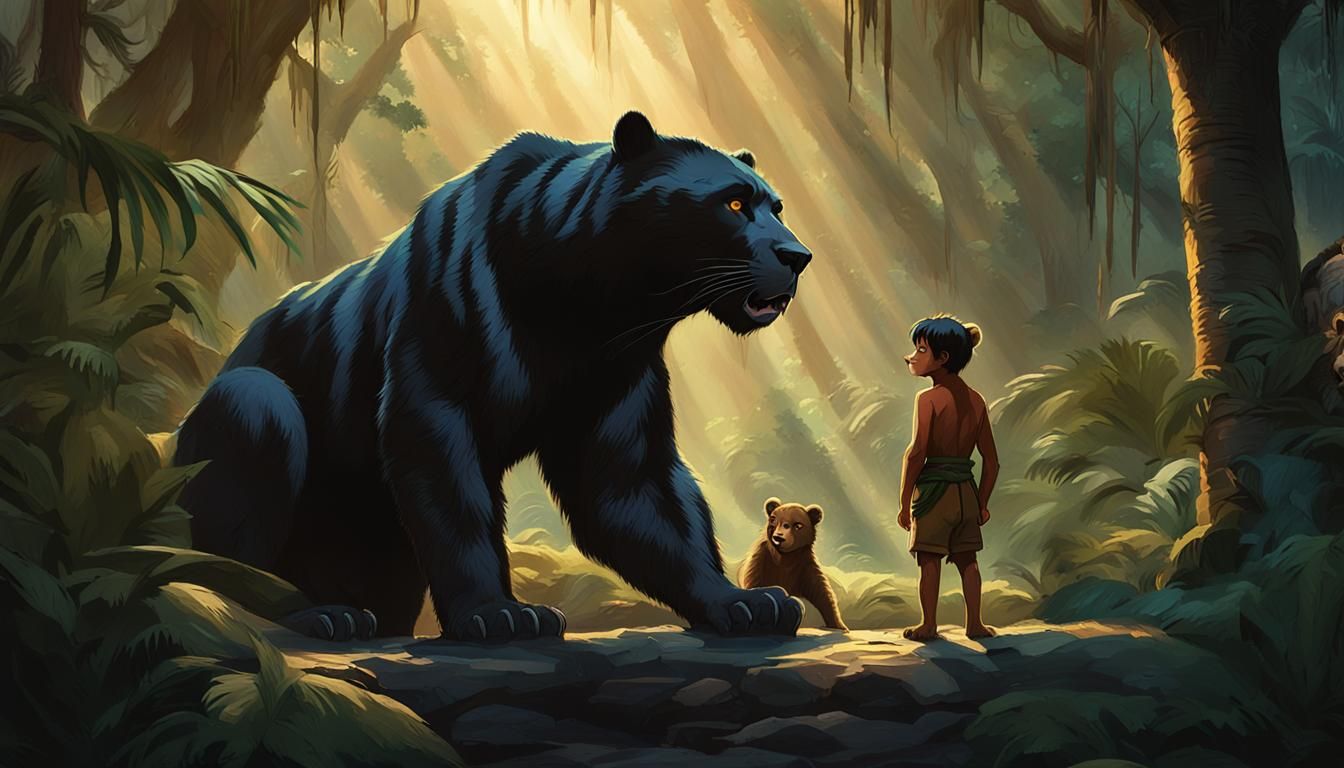 Jungle Book: Bagheera and Baloo Persuade the Boy