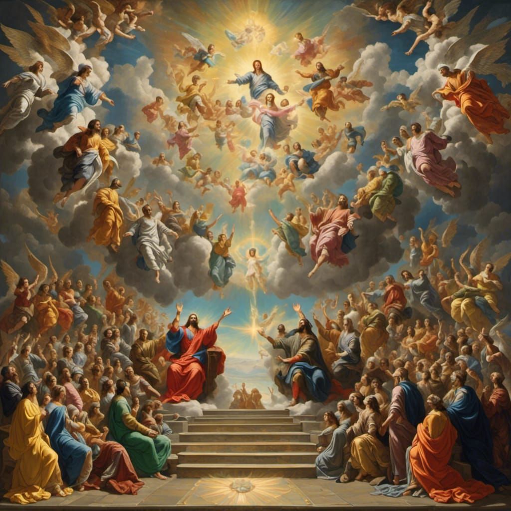 Christ and Apostles in Celestial Kingdom: 3D Render