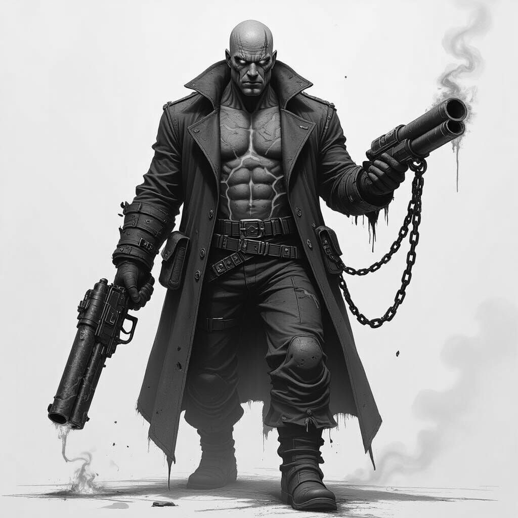 Ash Hunter: Towering Man with Scorched Greatpistol