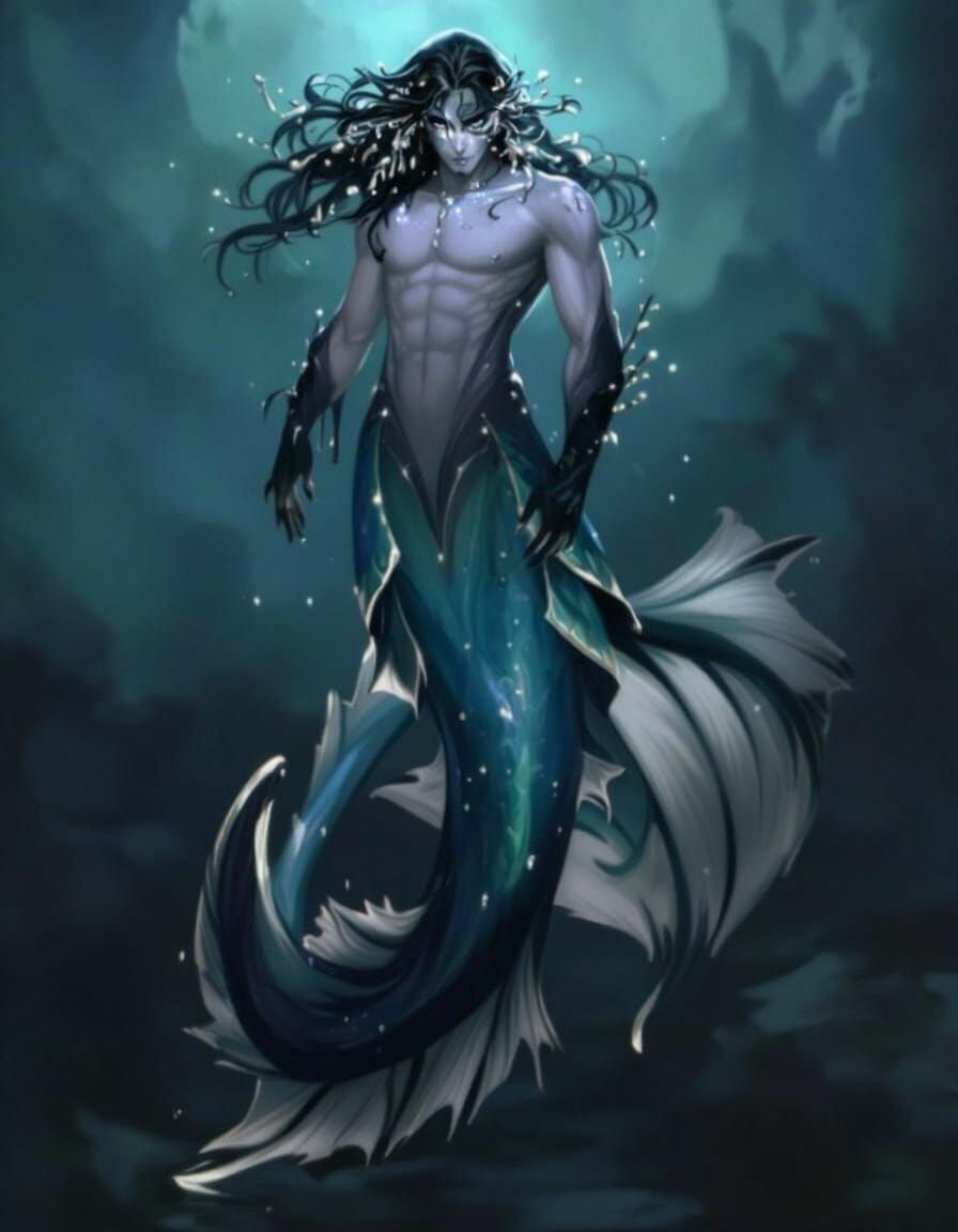 Water Spirit Undine Emerges from Moonlit Lake