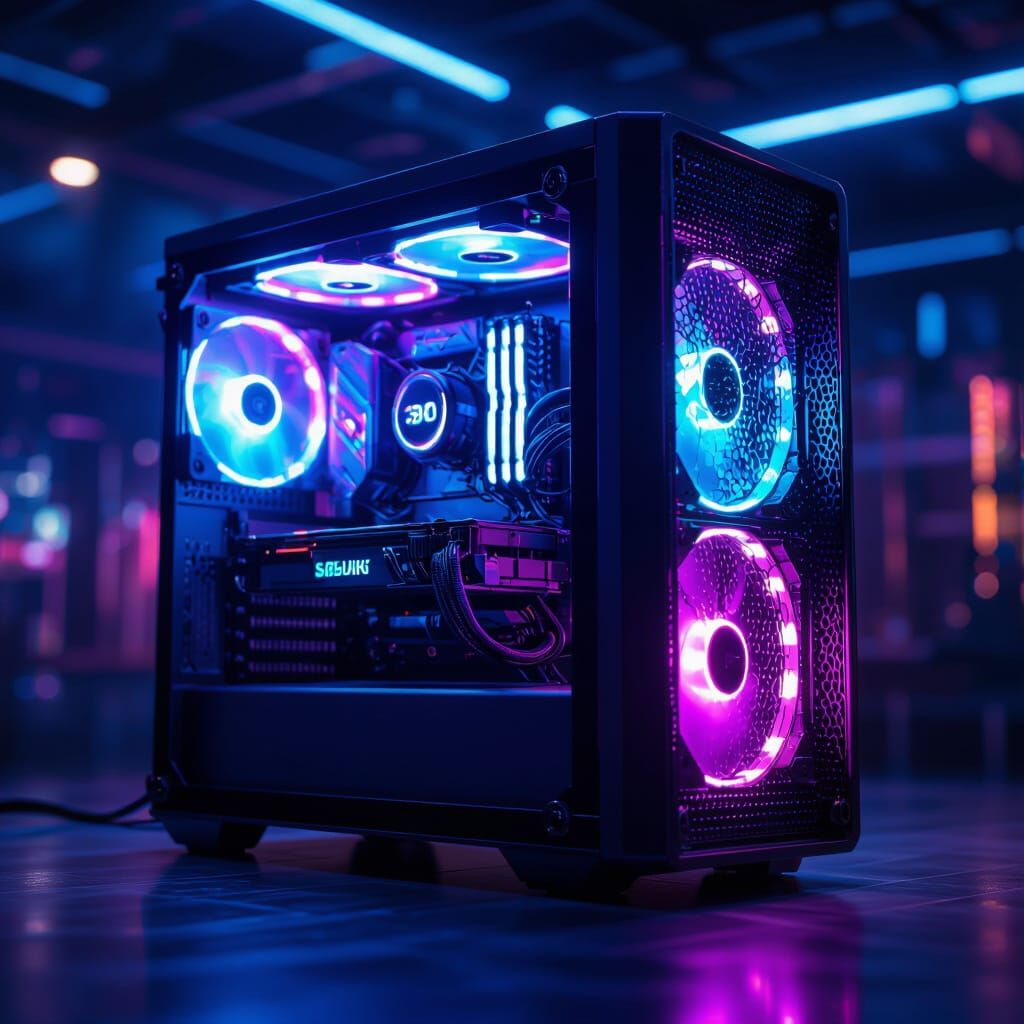 High-End Gaming PC with RGB Lights