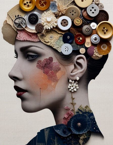 Mixed Media Collage Art with Flowers and Ephemera