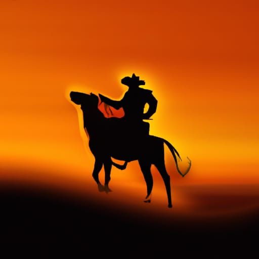 Cowboy Rides into Sunset: Moebius Inspired Art