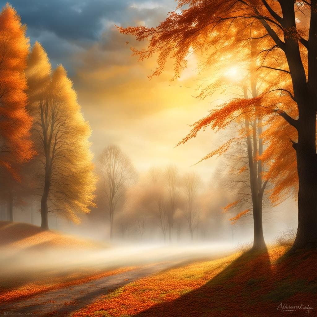 Enchanting Autumn Landscape with Ethereal Light