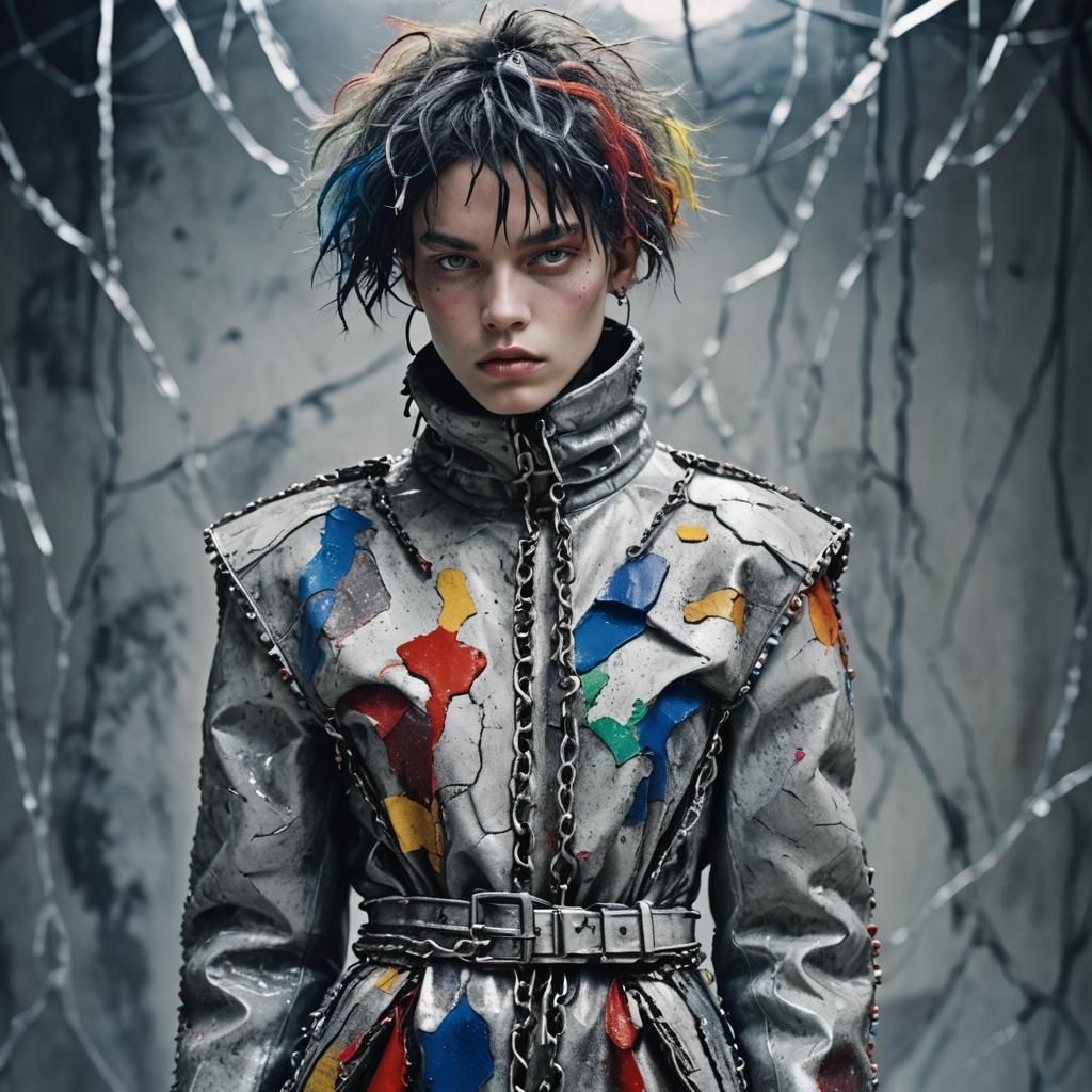 Avant-Garde Fashion: Balenciaga Model in Concrete Costume