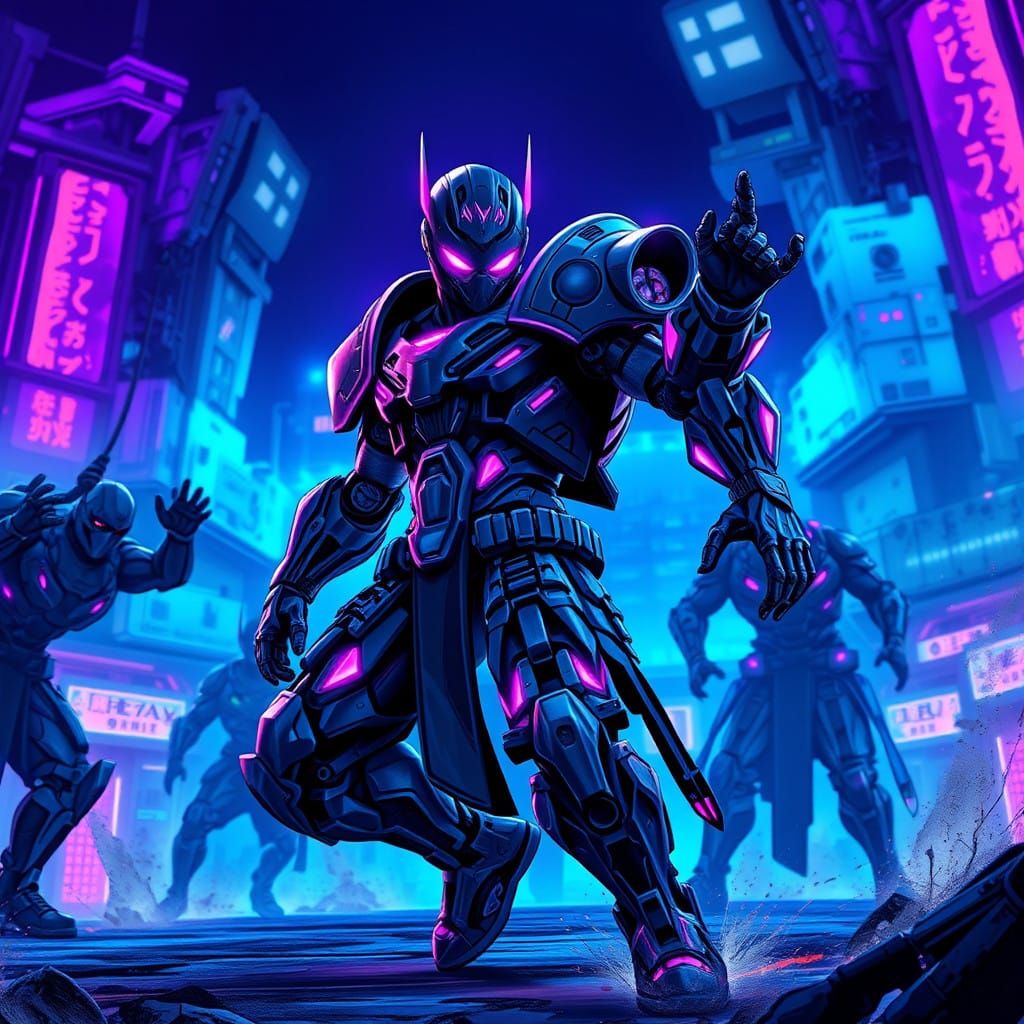 Neon-Clad Warrior Outwits Genetic Opponents in Gritty Arena