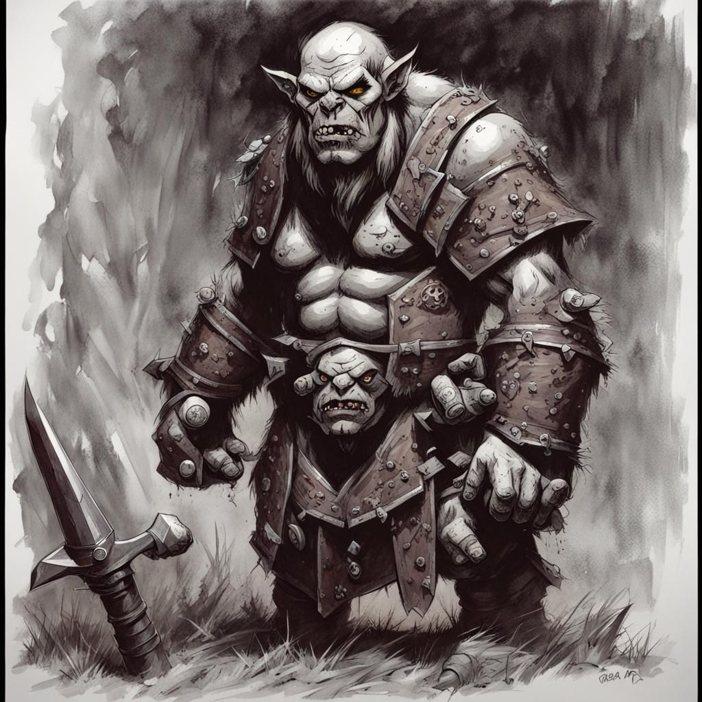 Classic Orc Illustration: Old School D&D Art