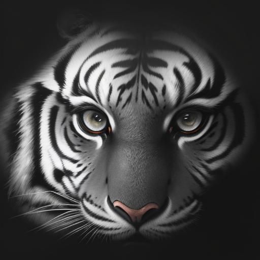 Tiger Approaches Through Jungle in Charcoal