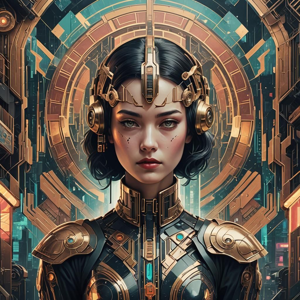 Cyberpunk Art Deco Digital Collage