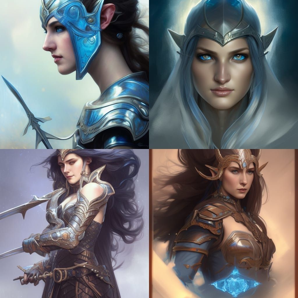 Elvish Woman Warrior Portrait in Digital Art Style