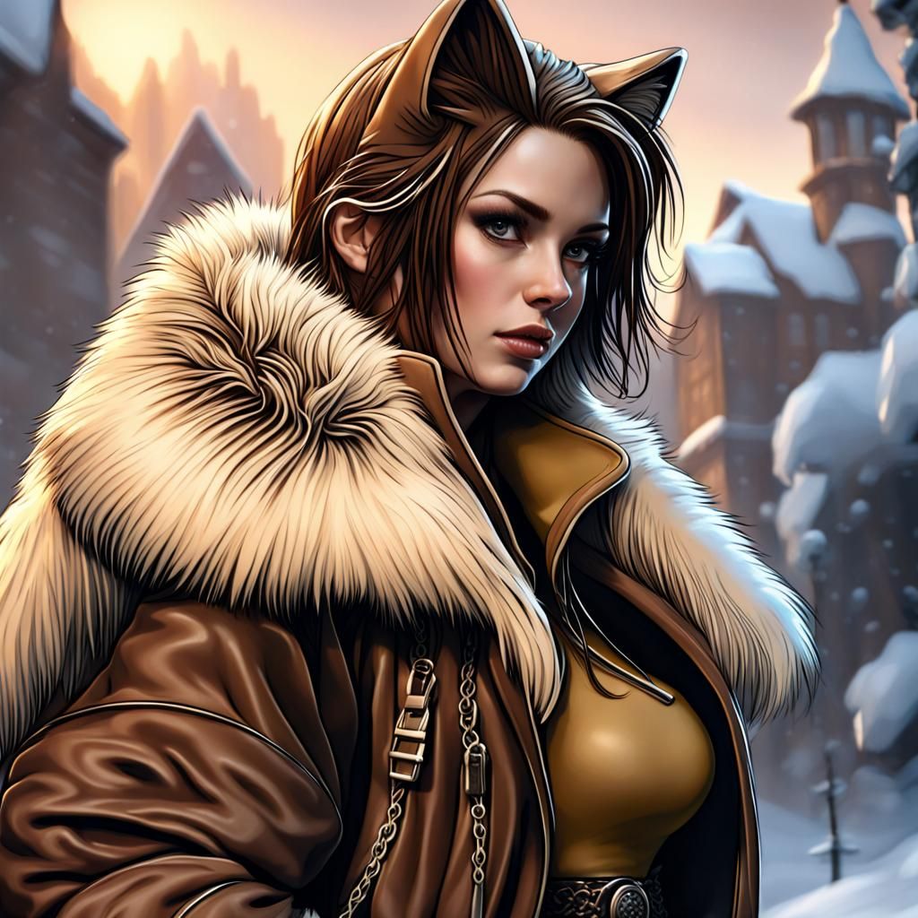 Detailed Matte Painting of Fur Coat
