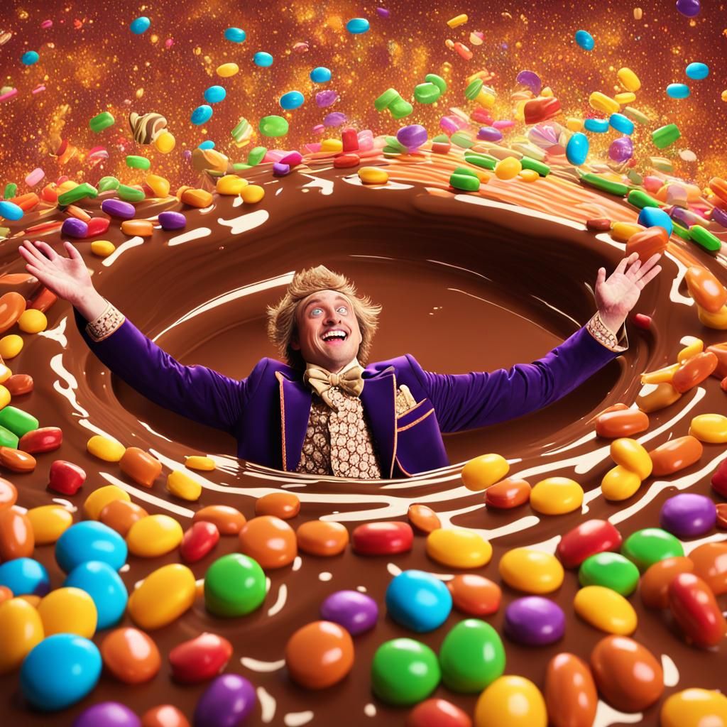 Whimsical Chocolate Pool in Splash Art Style