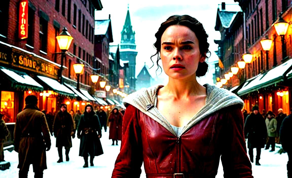 Daisy Ridley as a Regal Mrs Claus in Cinematic Red Leather