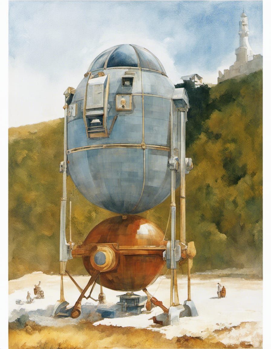 Art Deco Telescope Dirigible with Neon Circuitry