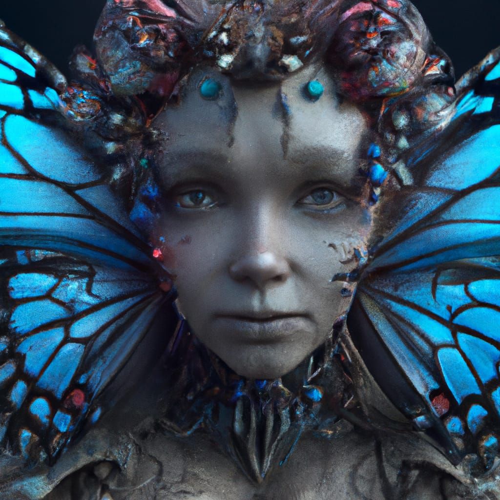 Beautiful Butterfly Queen in Detailed Matte Painting Style