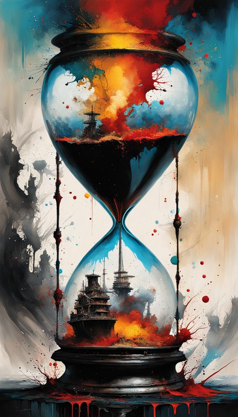 Surrealist Hourglass Masterpiece in Digital Illustration