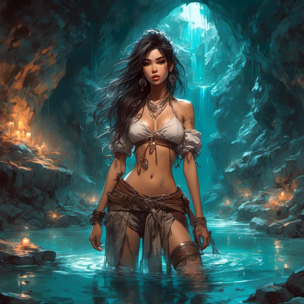 Anime Bandit Girl in Crystal Cavern