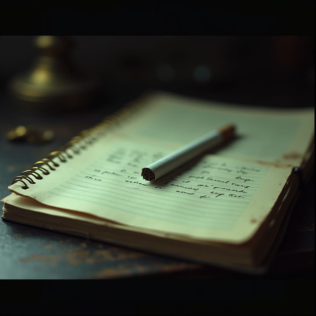 Cigarette and Fountain Pen: Cinematic Film Still