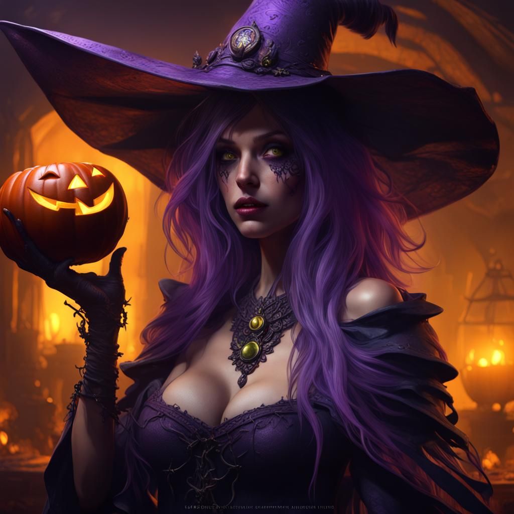 Scary Halloween Witch Dark Fantasy Concept Art