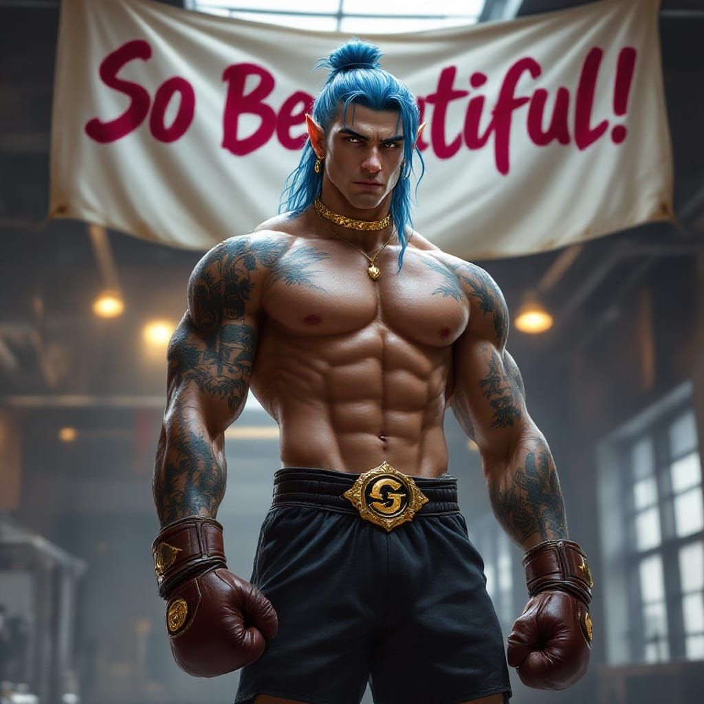 Ethereal Boxer in Modern Gym