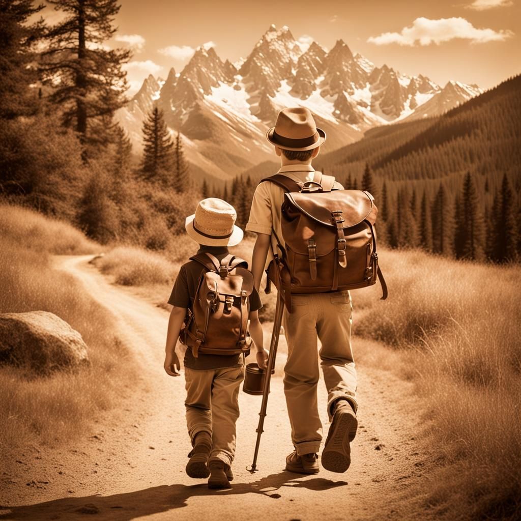 Brother and sister embarking on a quest, captured within a l...