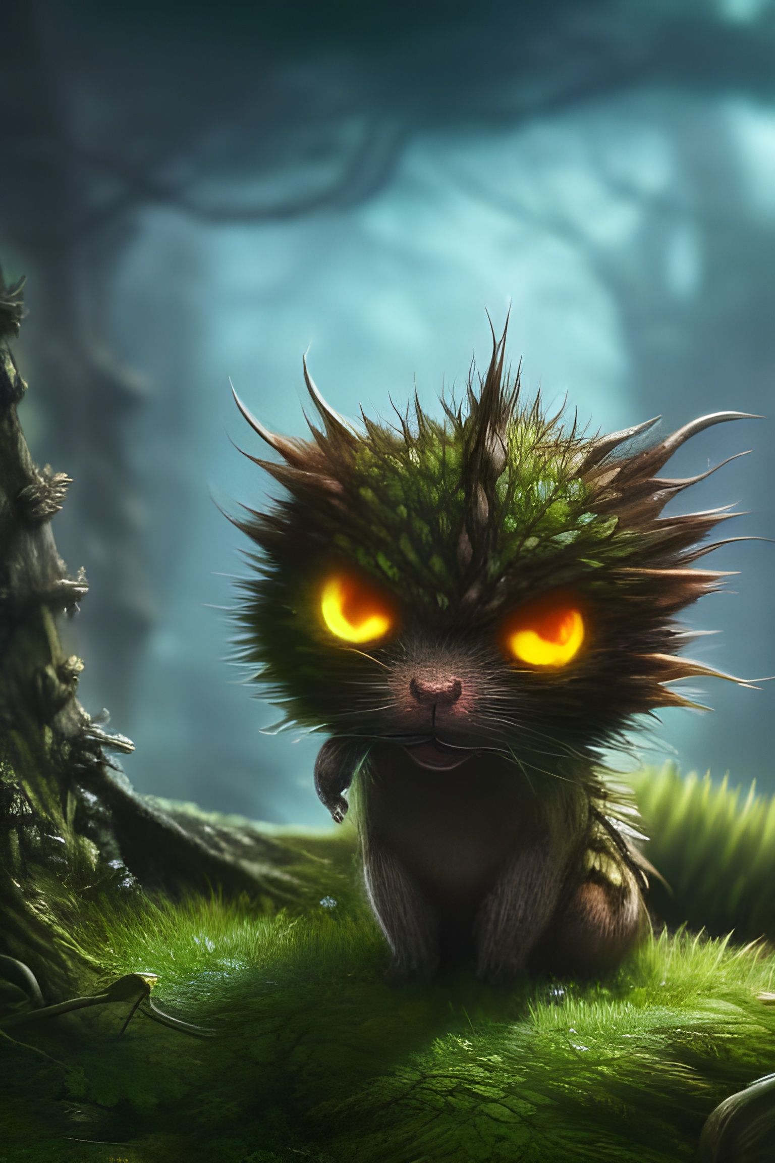 Moss Golem Squirrel with Aviator Goggles