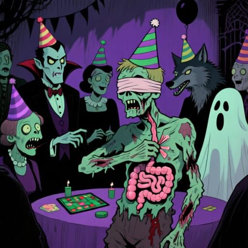 Macabre Party: Pin the Intestines on the Zombie