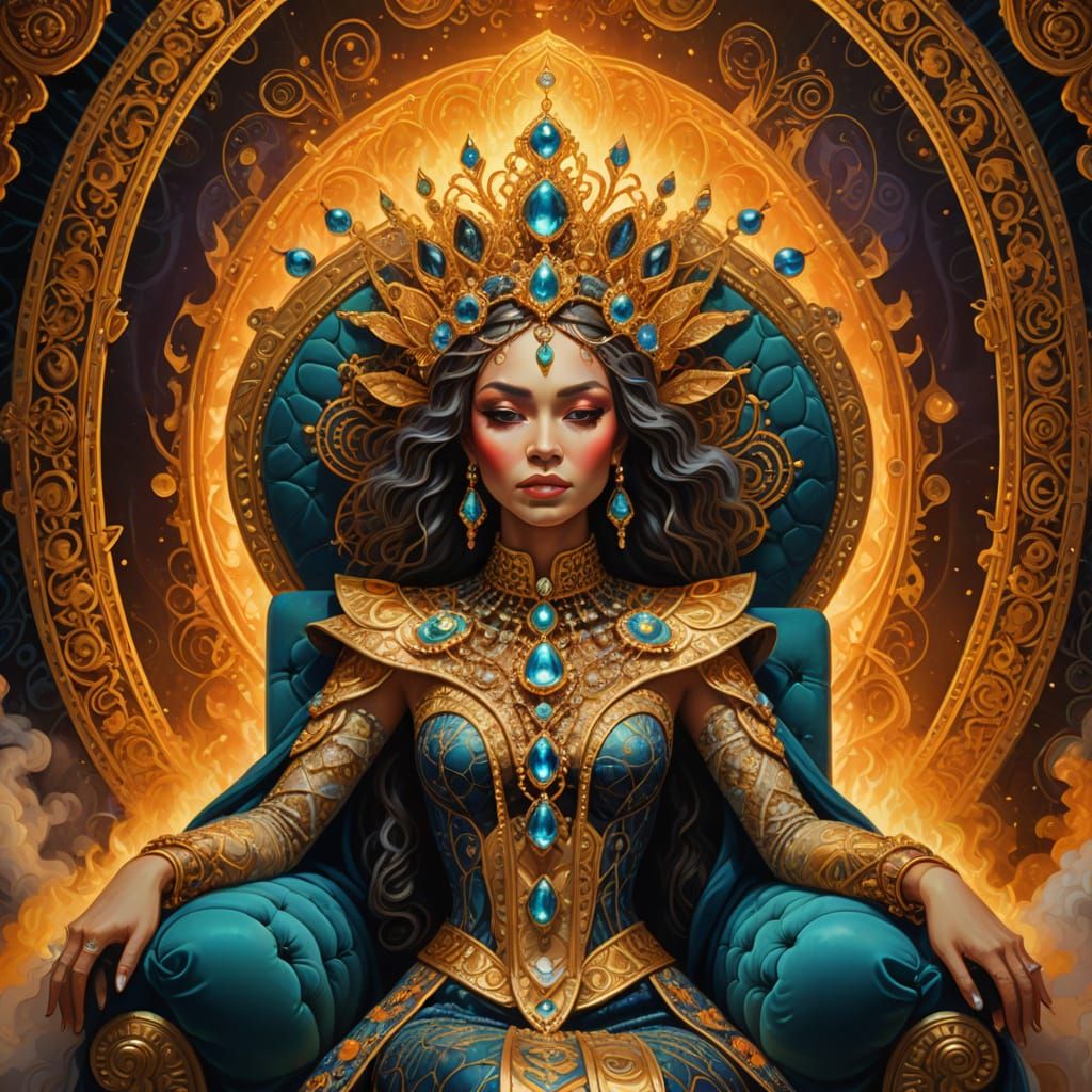 Psychedelic Empress in Surreal Oil Painting