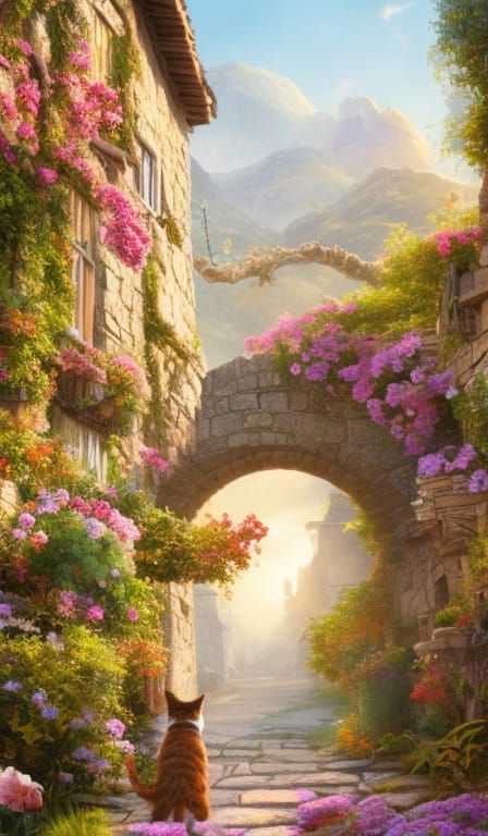 Cat Adventurer in Beatrix Potter Style