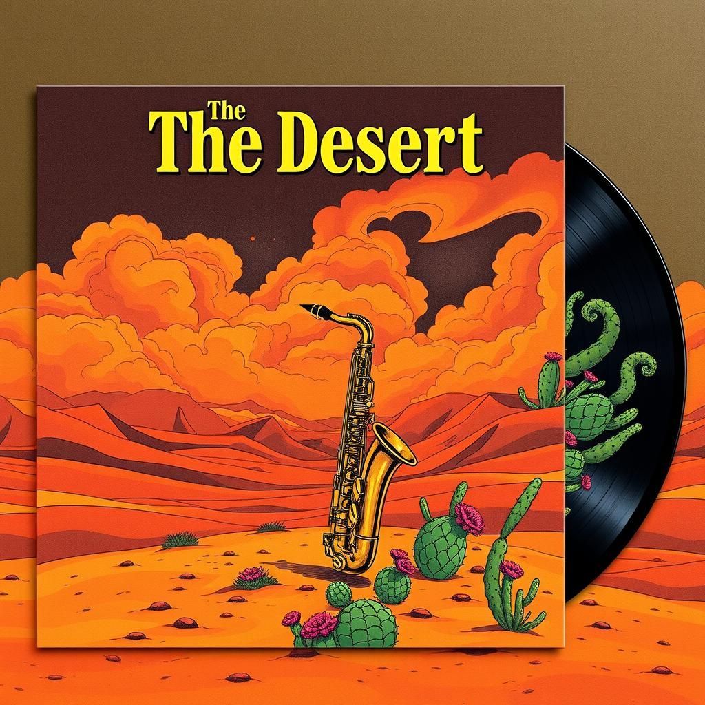 Vintage Jazz Album Cover Art: Desert Saxophone